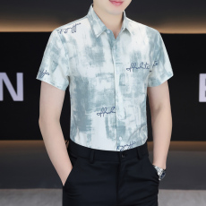 批发弹力商务英伦绅士<b class='q'>衬衫</b>男士短袖韩版修身潮流商务休闲<b class='q'>衬衣</b>帅气百搭