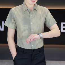 批发弹力商务男装薄款格子<b class='q'>衬衫</b>男士短袖韩版潮流休闲<b class='q'>衬衣</b>洋气百搭寸衣