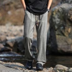 批发2025春夏新款舒适透气亚麻休闲裤男直筒宽松棉麻百搭长裤