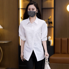 批发2026春新款长袖女装衬衫胖女孩大码宽松显瘦洋气遮肚子减龄衬衣