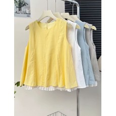 批发2026无袖上衣女夏季外穿设计感假两件遮肚子背心高级独特别致小衫