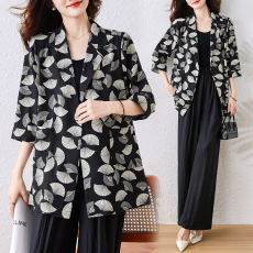 批发薄款西装外套女加大码<b class='q'>胖</b>mm200斤七分袖宽松显瘦垫肩外套