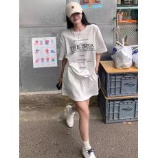 批发已出货<b class='q'>韩版</b>休闲运动风套装女夏季宽松减龄抽绳短袖包臀A字短裙