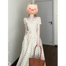 批发法式复古<b class='q'>波点</b>泡泡袖<b class='q'>连衣裙</b>女2026新款温柔气质冷淡系独特别致裙子