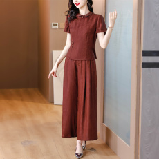 批发香云纱套装女<b class='q'>专柜</b><b class='q'>正品</b>高端真丝桑蚕丝红云纱两件套显瘦修身