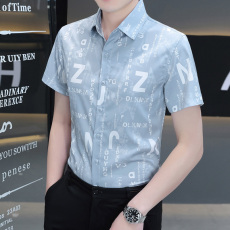 批发轻商务新款夏季<b class='q'>衬衫</b>男士短袖<b class='q'>衬衣</b>韩版潮帅气修身寸衫日常上班百搭