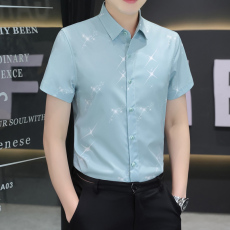 批发轻商务夏季新款男士短袖<b class='q'>衬衫</b>韩版潮流帅气修身<b class='q'>衬衣</b>青年休闲寸衫