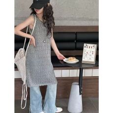 批发镂空金丝<b class='q'>女童</b>连<b class='q'>衣裙</b>2025新款夏装儿童裙子无袖<b class='q'>背心裙</b>夏季薄款套装