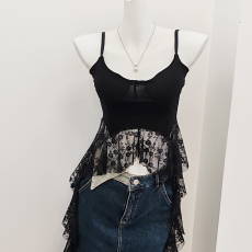 批发美式假两件吊带背心女外穿<b class='q'>夏</b>季泰式小众甜辣妹抹胸带胸垫休闲内衣