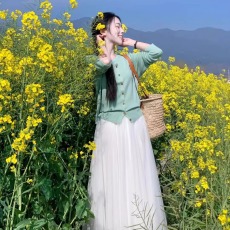 批发春季穿搭一整套大码胖mm<b class='q'>针织衫</b>网纱半身裙韩系漂亮度假风套装裙女