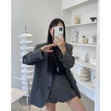 批发有货<b class='q'>韩国</b>ins 法式高级感条纹<b class='q'>西装</b>外套小众高腰百搭半身裙短裙