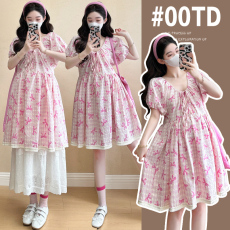 批发实拍新款大码孕妇夏装百搭<b class='q'>纯棉</b>孕妇<b class='q'>连衣裙</b>蝴蝶结印花公主裙