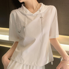 批发夏季新款网红显瘦减龄高级时尚<b class='q'>休闲</b>运动跑步白色短袖套装裤女