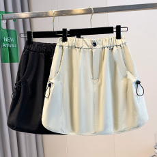 批发实拍大码韩版工装短裙女夏季胖MM宽松<b class='q'>高腰</b>显瘦复古包臀半身裙裤