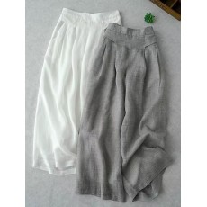 批发2026春夏季直筒<b class='q'>亚麻</b>阔腿裤女复古高腰褶皱宽松显瘦大码薄款休闲裤