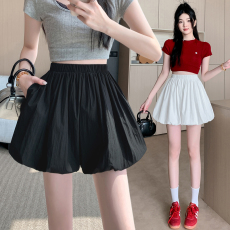 批发白色花苞裤裙女2026夏季小个子<b class='q'>高腰</b>显瘦褶皱裙裤a字休闲灯笼短裤