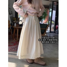 批发商场同款/<b class='q'>百</b><b class='q'>武</b><b class='q'>西</b>“二目鱼”法式花边设计大摆A字1oo棉半身裙