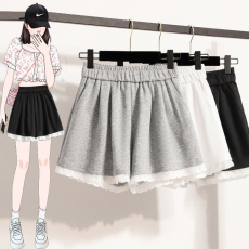 批发韩系蕾丝花边短裤女夏新款百搭显瘦a字阔腿休闲热裤外穿居家裤裙