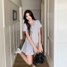 批发实拍 夏季小众甜美荷叶边设计感衬衫上衣+百搭半身裙