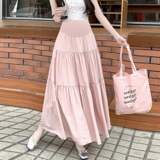 批发现货孕妇法式温柔风A字裙大摆裙女夏季粉色半身裙<b class='q'>百搭</b>长裙子