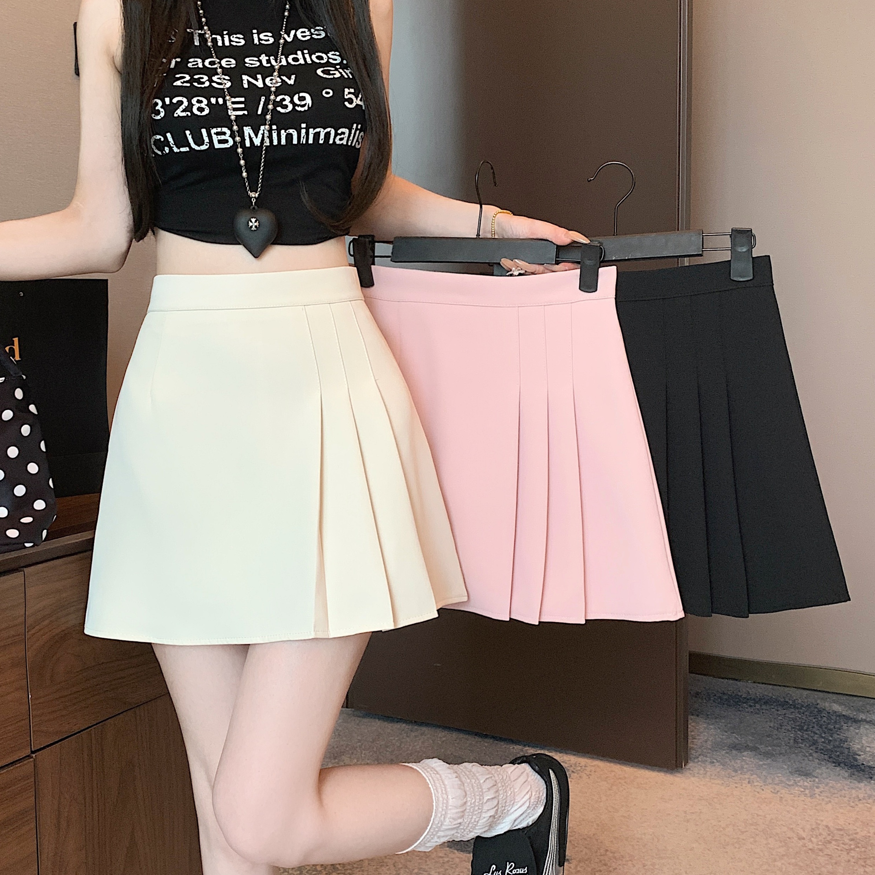 MY17499# 半身裙女新款高腰显瘦a字裙chic不规则包臀裙黑色短裙子...