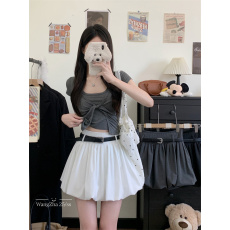 批发实拍实价 韩系防走光褶皱蓬蓬半身裙高腰减龄花苞<b class='q'>短裙</b>