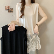 批发实拍实价~大码新款圆领<b class='q'>蕾丝拼接</b>背心百搭遮肉显瘦上衣