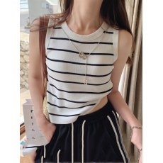 批发条纹小背心吊带女春秋内搭打底衫女夏季百搭美背短款针织短袖t恤