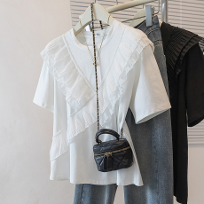 批发实拍<b class='q'>大码</b>女装<b class='q'>韩版</b>简约圆领短袖上衣胖妹妹宽松显瘦休闲通勤t恤夏