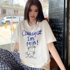 批发美式复古字母印花短袖T恤夏季新款<b class='q'>街头</b>潮牌情侣宽松百搭衫