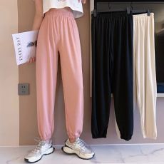 批发实拍2026夏季韩版冰丝垂感高腰显瘦灯笼裤九分薄款休闲裤女装裤子