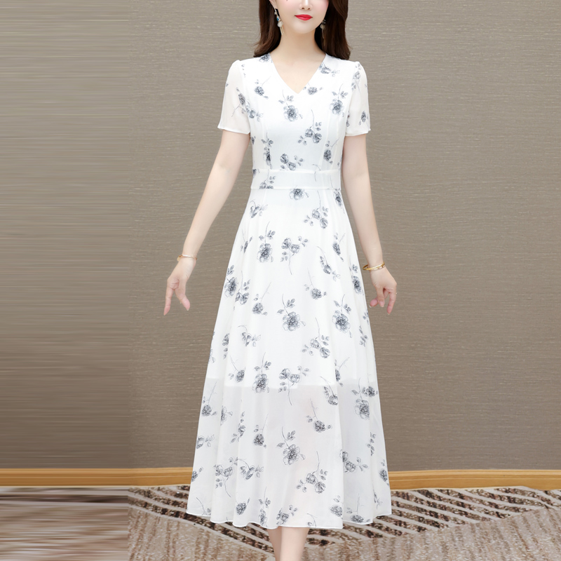 MY7979# 真丝桑蚕丝连衣裙女夏季新款香云纱轻奢高端大码胖mm妈妈碎花...