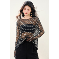 批发实拍◆◆2026夏圆领宽松透视冰感花式钩花镂空针织罩衫女