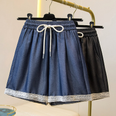 批发实拍夏款大码女装天丝牛仔五分<b class='q'>短裙</b>裤胖MM宽松阔腿韩版牛仔热裤