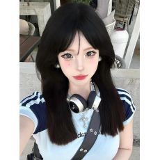 批发【1*1 40支纯棉 后包领】三条杠撞色拼接运动t恤短款<b class='q'>上衣</b>