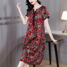 批发杭州真丝<b class='q'>连衣裙</b>女妈妈大夏季高端牌桑蚕丝裙子显瘦气质2025年新款