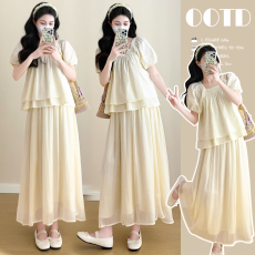 实拍~孕妇装夏装t恤洋气套装夏天短袖上衣休闲夏季外出时尚款