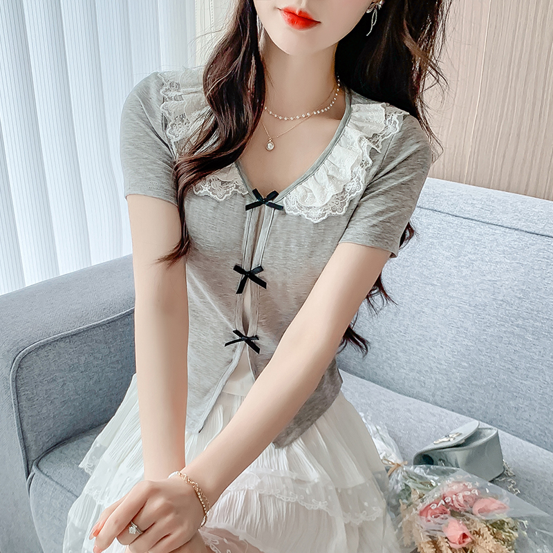 FA31405# 甜美蝴蝶结短...