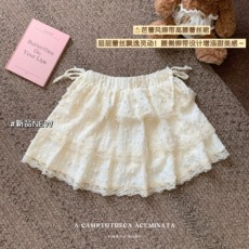 批发原版做法~蕾丝边蛋糕裙芭蕾风甜美褶皱半身裙蓬蓬短裙