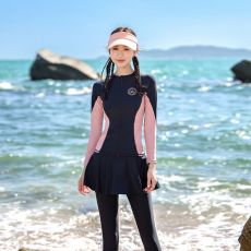 批发分体泳衣女四件套长袖长裤防晒保守高级感冲浪浮潜水母潜水泳装