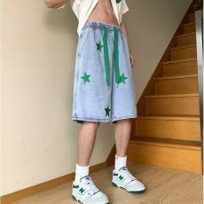 批发牛仔短裤男直筒宽松休闲百搭夏季刺绣韩版潮流<b class='q'>男生</b>中裤潮牌五分裤