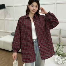 批发经典格子衬衫女休闲长袖宽松防晒衣夏季百搭上衣衬衣原宿风外套女
