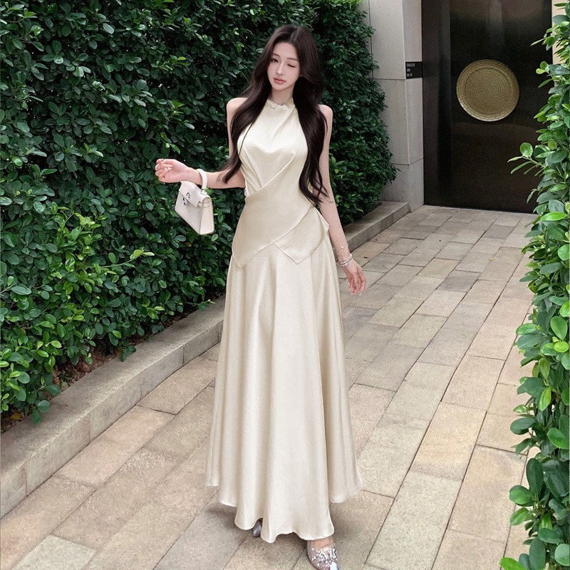 FA27073# 小众设计感缎面套装高端显瘦系带时尚两件套 服裝批發女裝批發服飾貨源