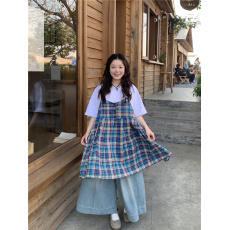 批发实拍白t+格子吊带裙+九分阔腿<b class='q'>裤</b>