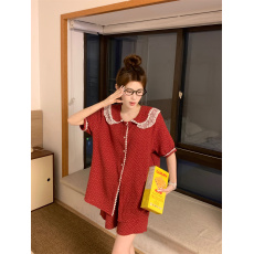 批发实拍实价新款棉纱可爱蕾丝花边拼接家居服套装