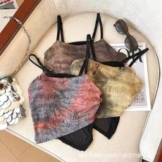 批发<b class='q'>街头</b>超辣时髦妖精撞色扎染拼接不规则小吊带女百搭背心假两件