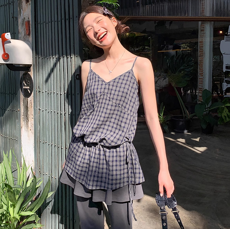 2026 여름 드레스 새로운 빅 사이즈 여성 의류 한국 스타일 슬림해 보이는 프릴 펌프 로프 스트랩 슬립 조끼 스커트 스택 착용 맨위