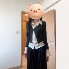 批发设计感<b class='q'>长袖</b>POLO领衬衫秋冬修身显瘦假两件别致上衣女