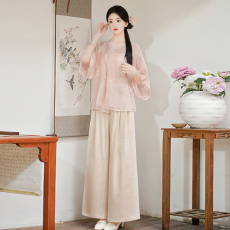 批发实拍夏新中式国风重工刺绣日常<b class='q'>雪纺</b>纱女款衬衫轻薄飘逸舞蹈穿上衣