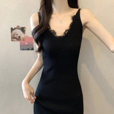 批发实拍胖妹妹大码女装夏装纯欲性感蕾丝吊牌背心裙显瘦中长款<b class='q'>连衣裙</b>